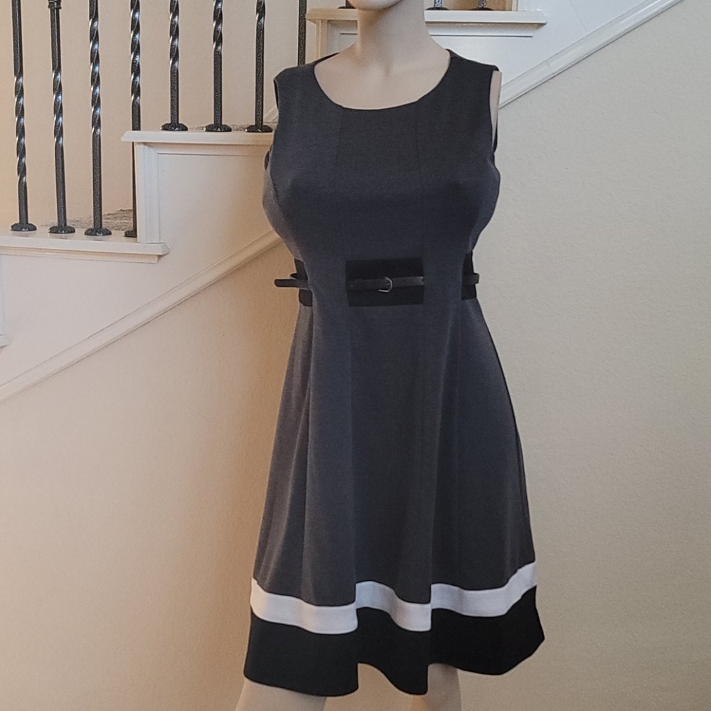 Liz Claiborne Gray Belted Dress